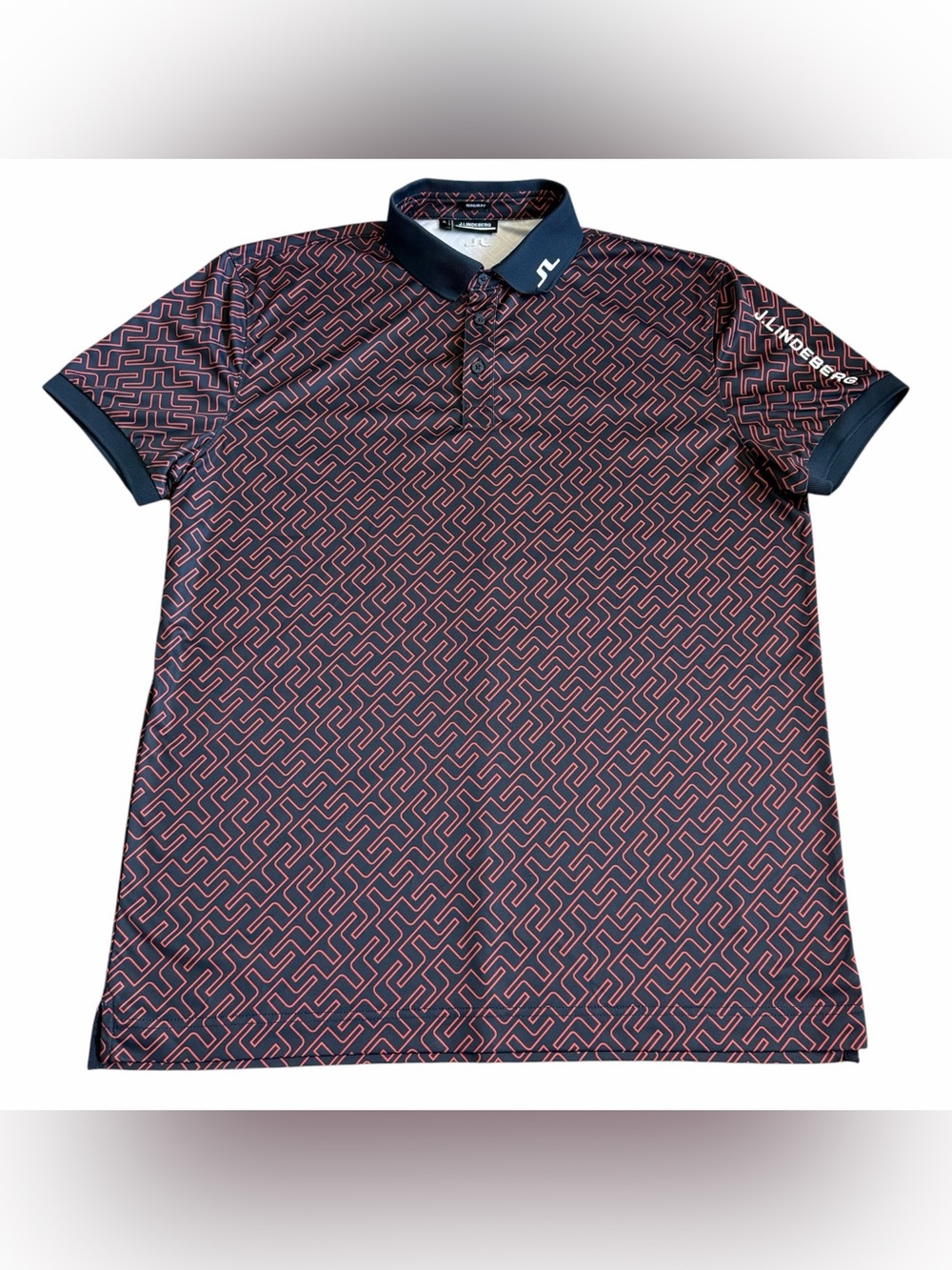 J Lindeberg Men's Tour Tech Performance Golf Polo Shirt Sz XL Geometric Print